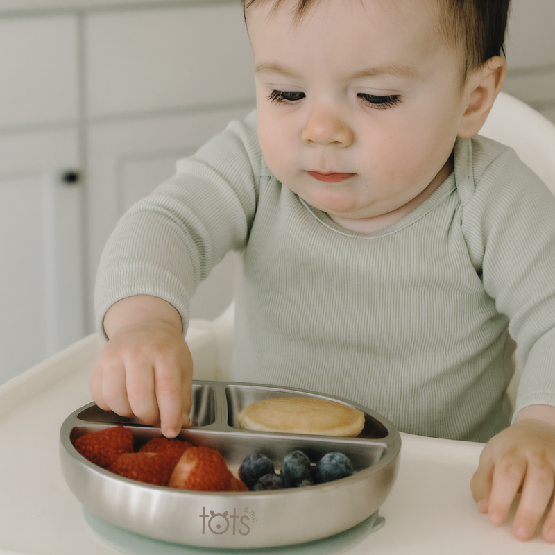 Stainless Steel Suction Plate & Silicone Spoon