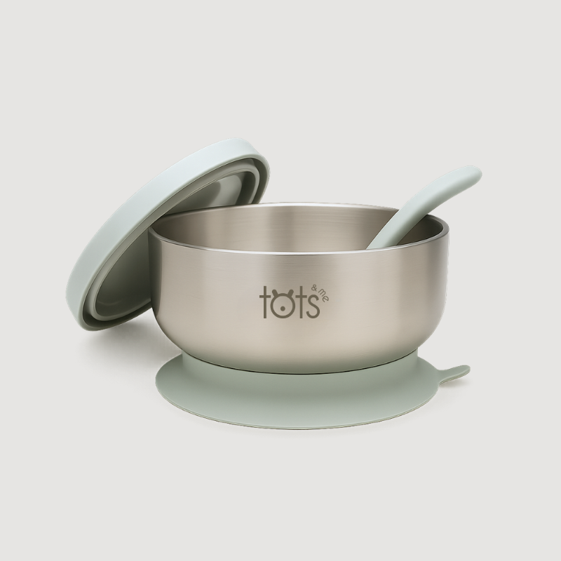 Stainless Steel Suction Bowl & Silicone Spoon