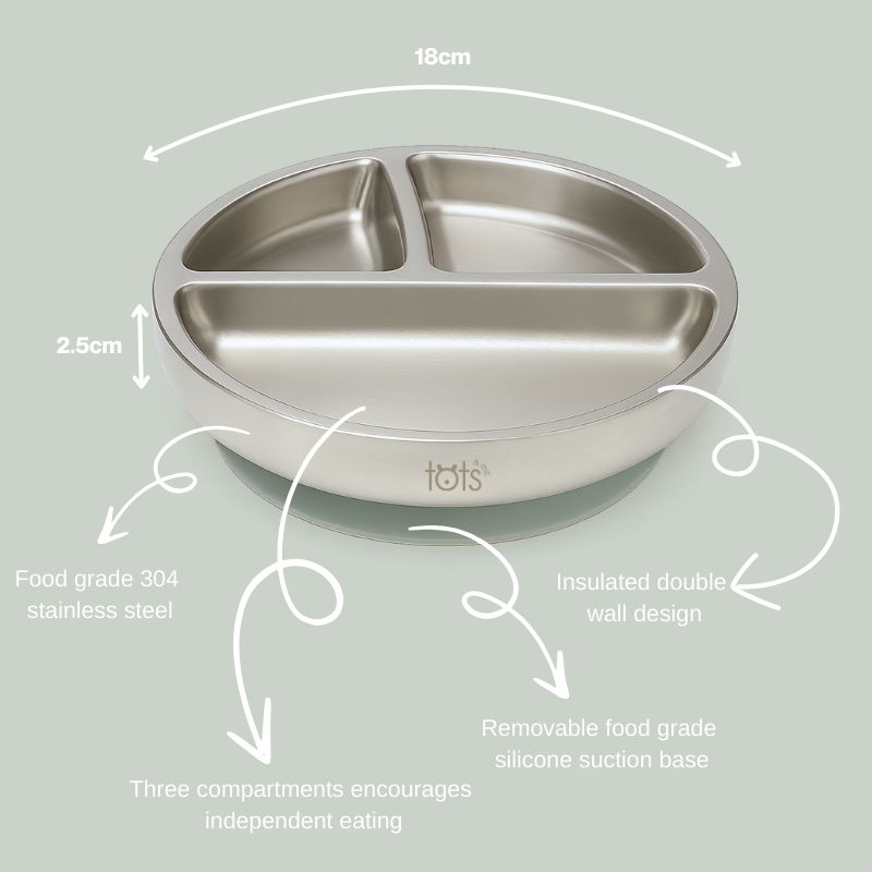 Stainless Steel Suction Plate & Silicone Spoon