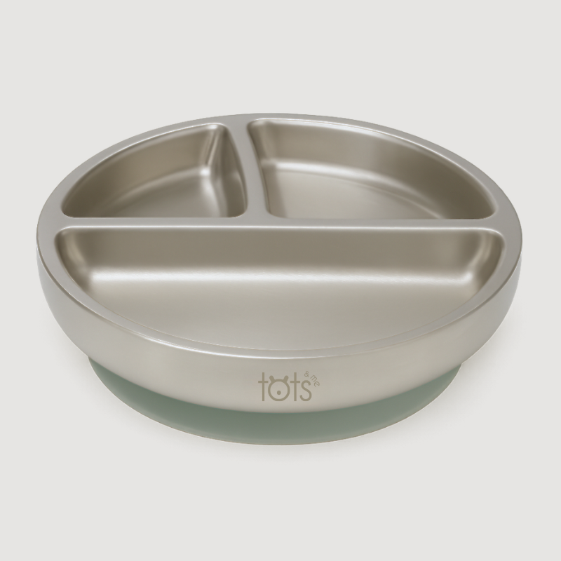 Stainless Steel Suction Plate & Silicone Spoon