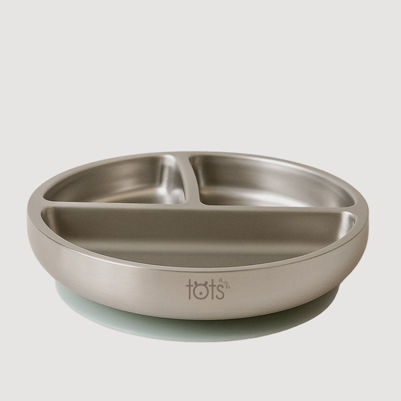 Stainless Steel Suction Plate & Silicone Spoon