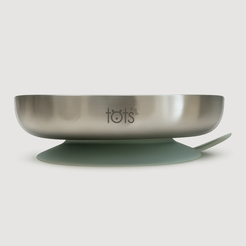 Stainless Steel Suction Plate & Silicone Spoon